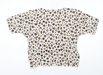 Trenery Women’s Beige Leopard Print Relaxed Cotton T-Shirt Size S