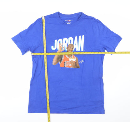 Jordan Blue Graphic Print Men's L T-Shirt 100% Cotton Crew Neck