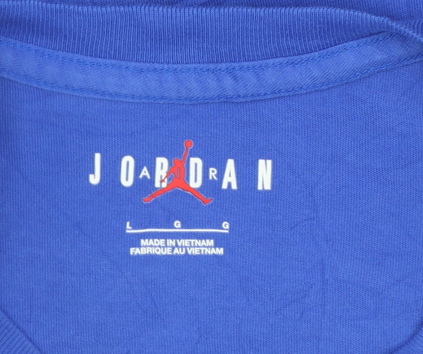 Jordan Blue Graphic Print Men's L T-Shirt 100% Cotton Crew Neck