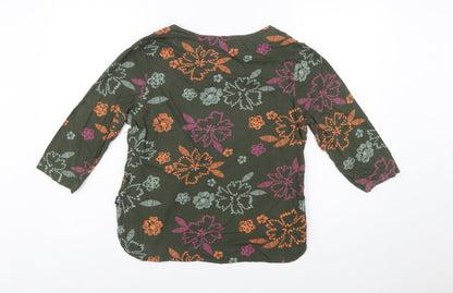 Weird Fish Women's Green Floral Cotton Tunic Blouse Size 12
