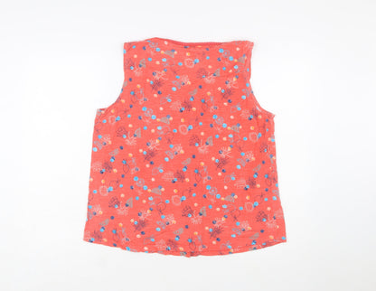 Mantaray Women’s Orange Floral Cotton Sleeveless Tunic Top Size 16