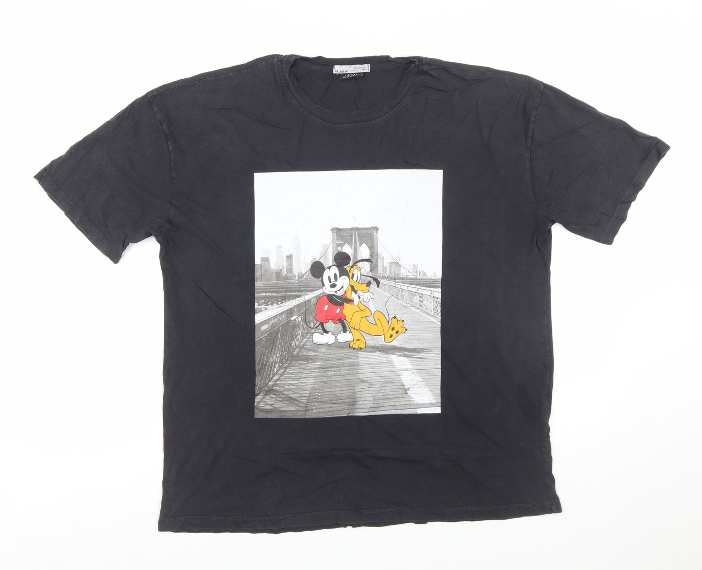 Pull&Bear Women’s Black Mickey Mouse Graphic T-Shirt L