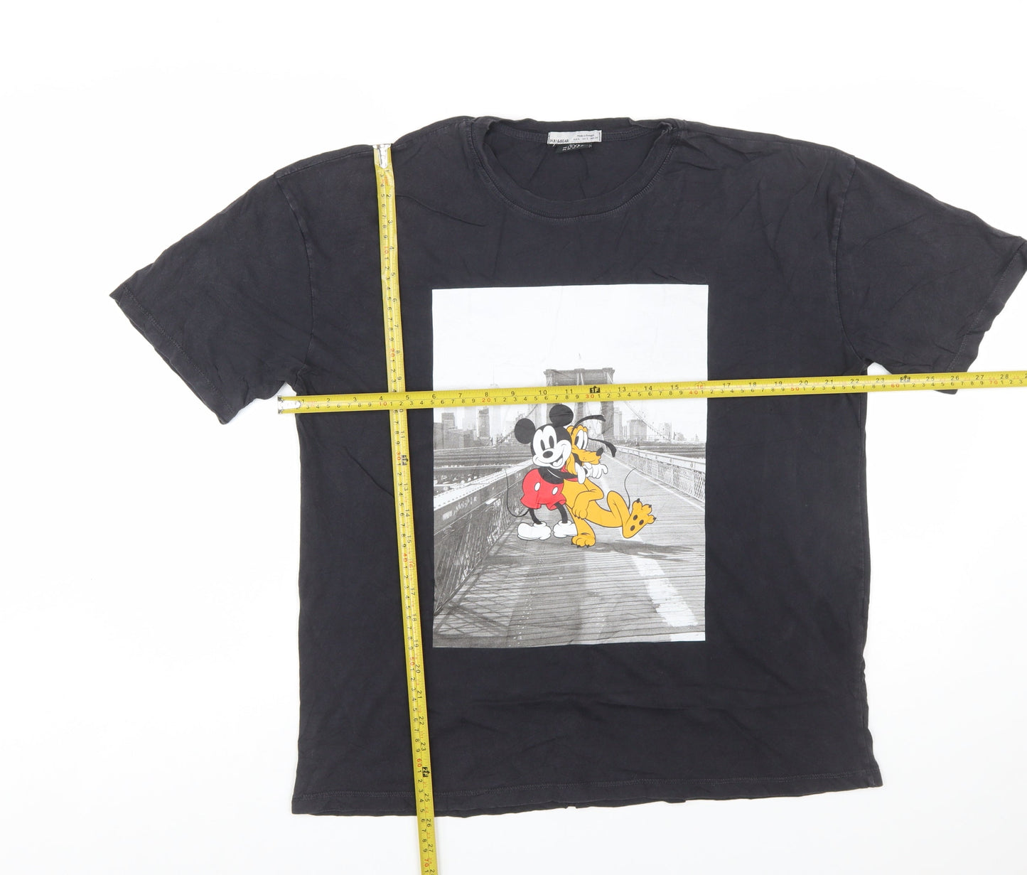 Pull&Bear Women’s Black Mickey Mouse Graphic T-Shirt L