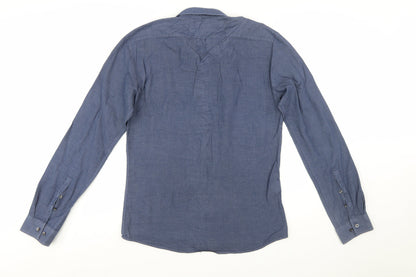 Hugo Boss Men's Blue Slim Fit Long Sleeve Cotton Shirt M