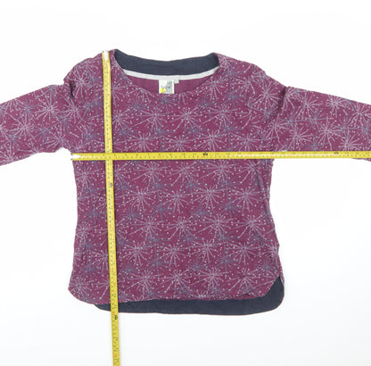 Weird Fish Womens Purple Cotton Tunic Top Size 12 3/4 Sleeve