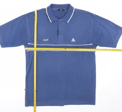 Le Coq Sportif Men's Blue Striped Polo Shirt Size M