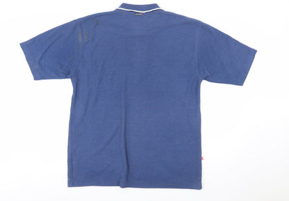 Le Coq Sportif Men's Blue Striped Polo Shirt Size M