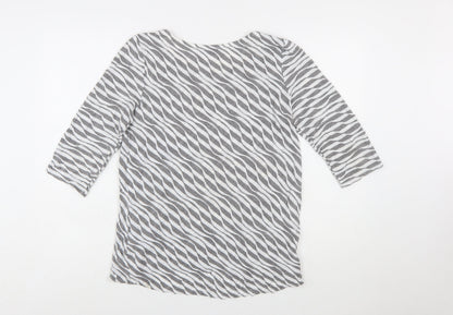 Soon Women's Grey Striped 3/4 Sleeve Cotton T-Shirt Size 12