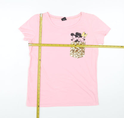 Disney at George Womens Pink Sequin Pocket Mickey T-Shirt Size 10