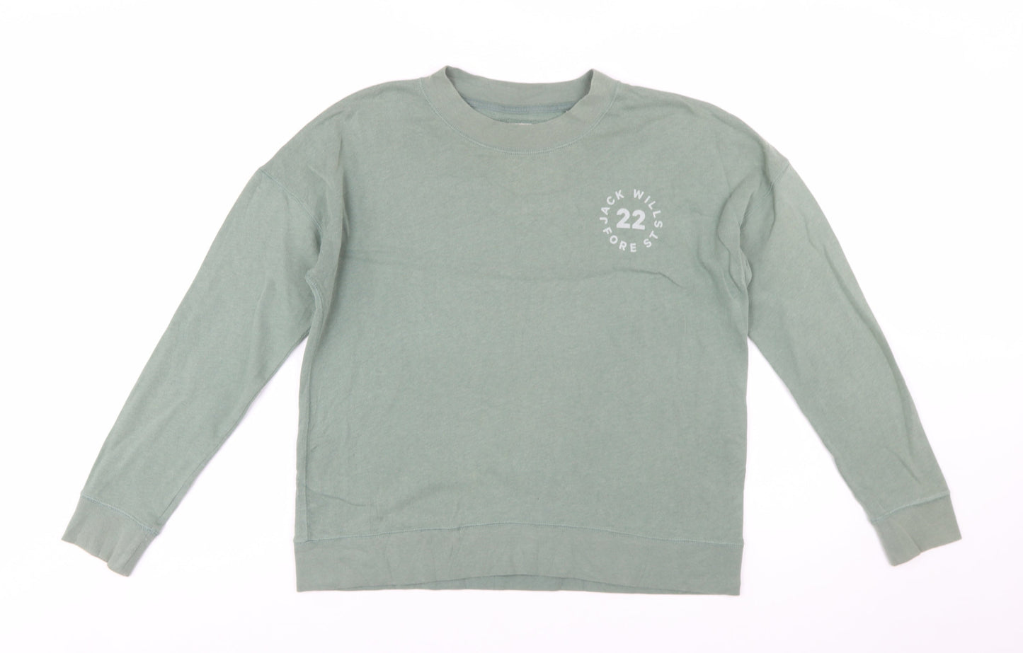 Jack Wills Womens Green Crew Neck Cotton Blend Sweatshirt UK 10