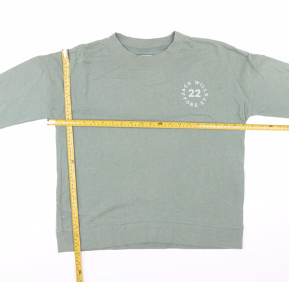 Jack Wills Womens Green Crew Neck Cotton Blend Sweatshirt UK 10