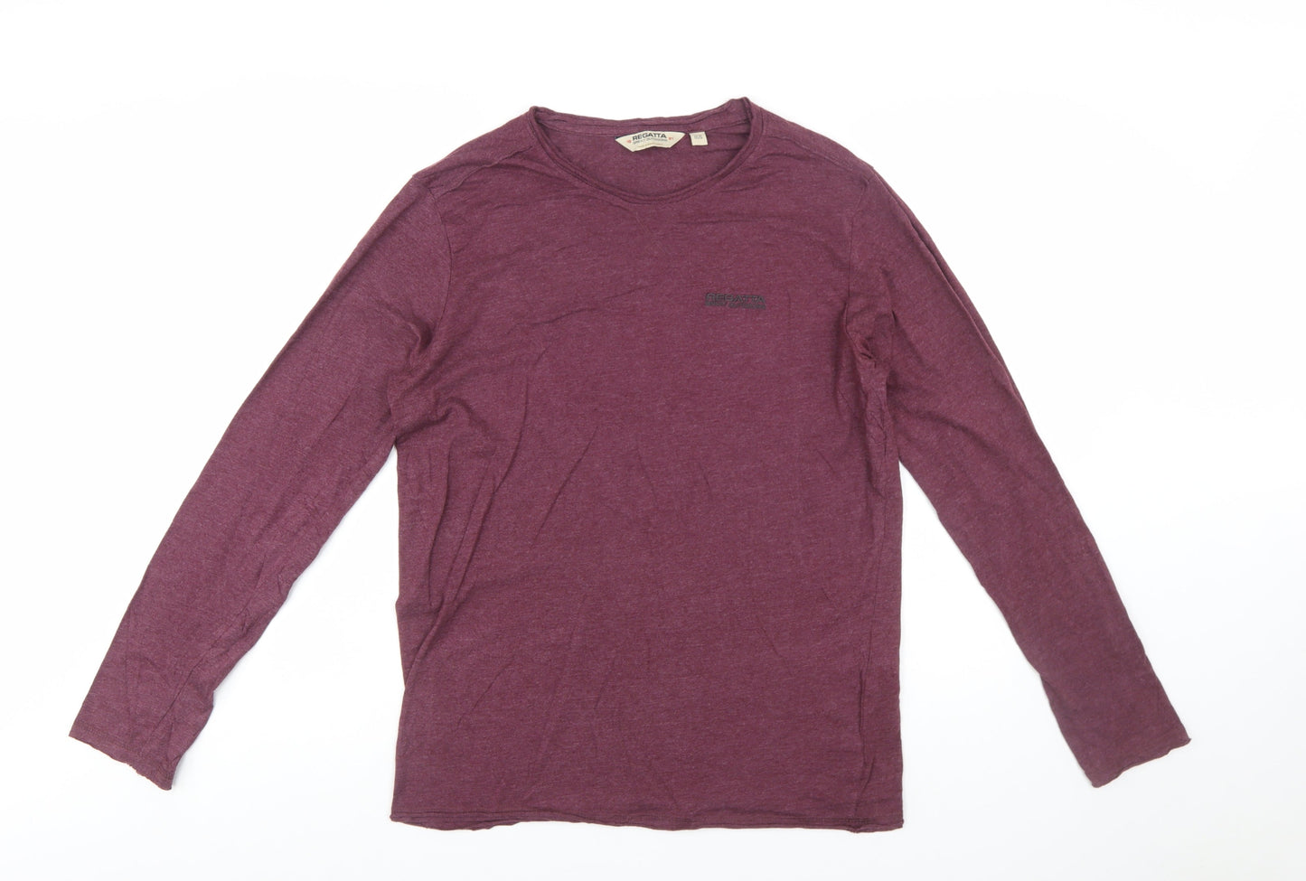 Regatta Men's Purple Long Sleeve Cotton Blend Crew Neck T-Shirt M
