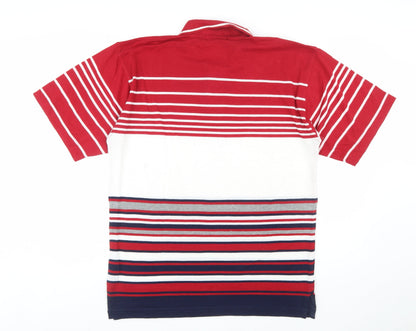 Felicia Men's Multicoloured Striped Cotton Polo Shirt Size L