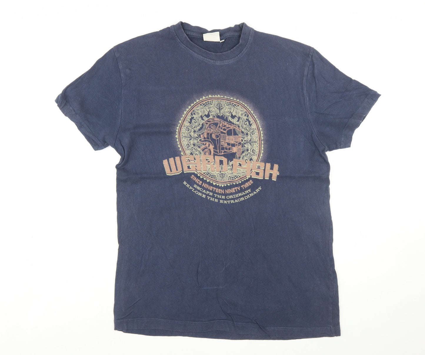 Weird Fish Men's Blue Graphic Print Cotton T-Shirt Size M