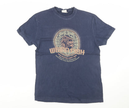 Weird Fish Men's Blue Graphic Print Cotton T-Shirt Size M