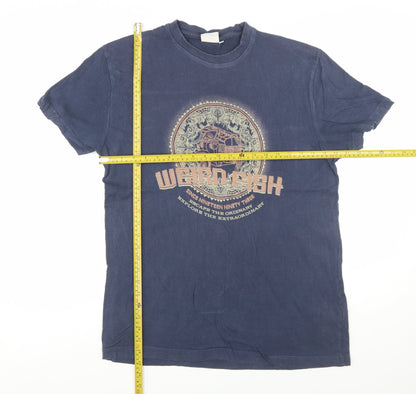 Weird Fish Men's Blue Graphic Print Cotton T-Shirt Size M