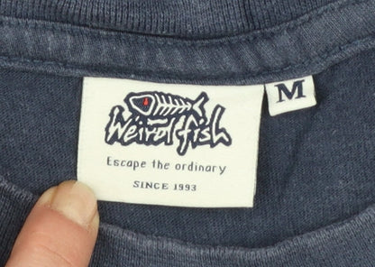 Weird Fish Men's Blue Graphic Print Cotton T-Shirt Size M