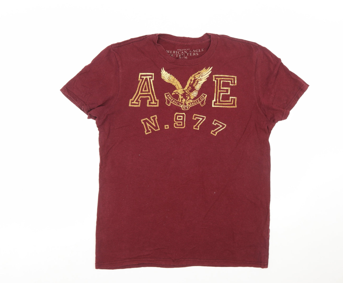 American Eagle Outfitters Men's Maroon Athletic Fit Graphic T-Shirt Size M