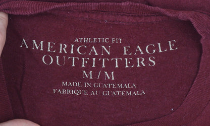 American Eagle Outfitters Men's Maroon Athletic Fit Graphic T-Shirt Size M
