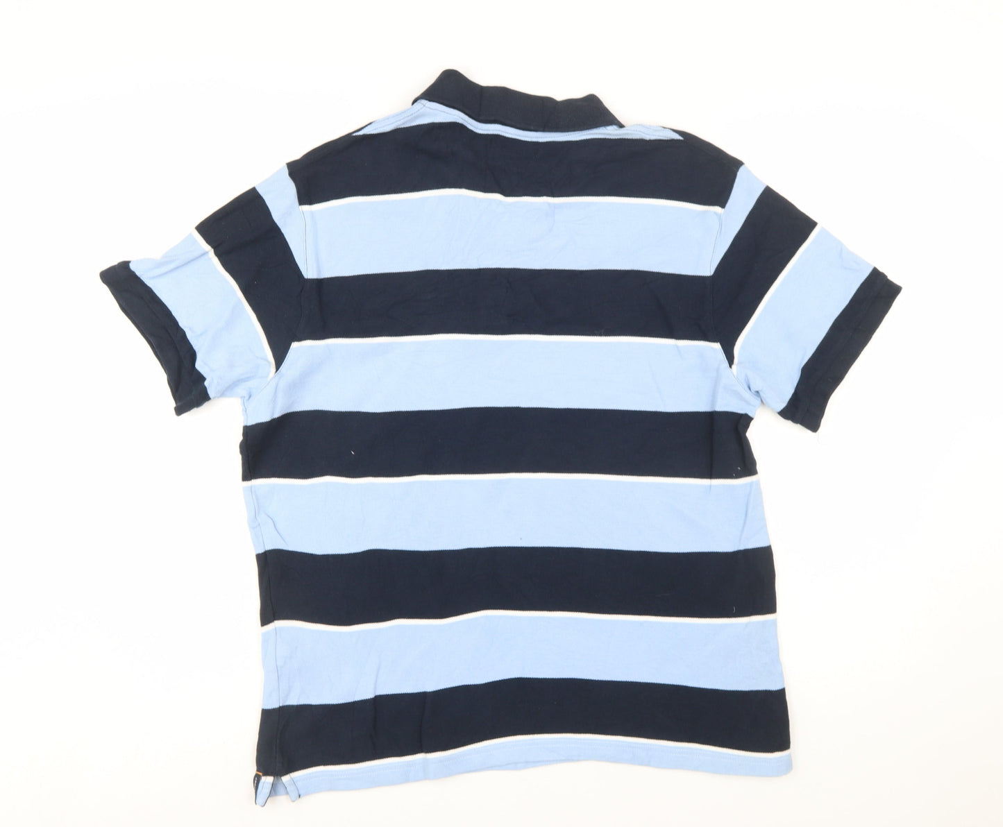 Rockport Men Blue Striped Cotton Polo Shirt Size XL