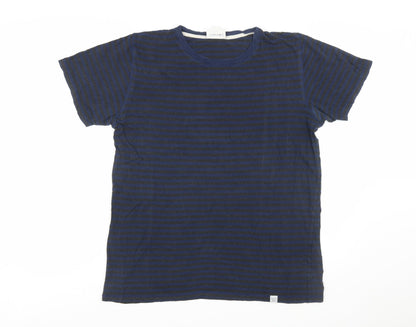 Norse Projects Men's Blue Striped Cotton Crew Neck T-Shirt XL