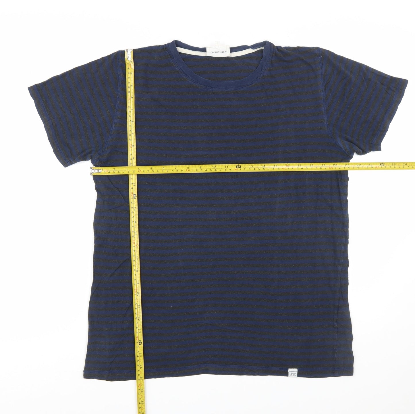 Norse Projects Men's Blue Striped Cotton Crew Neck T-Shirt XL