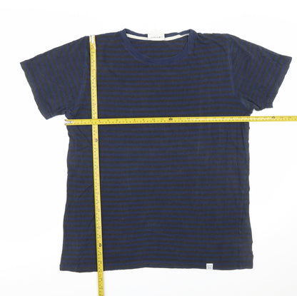 Norse Projects Men's Blue Striped Cotton Crew Neck T-Shirt XL