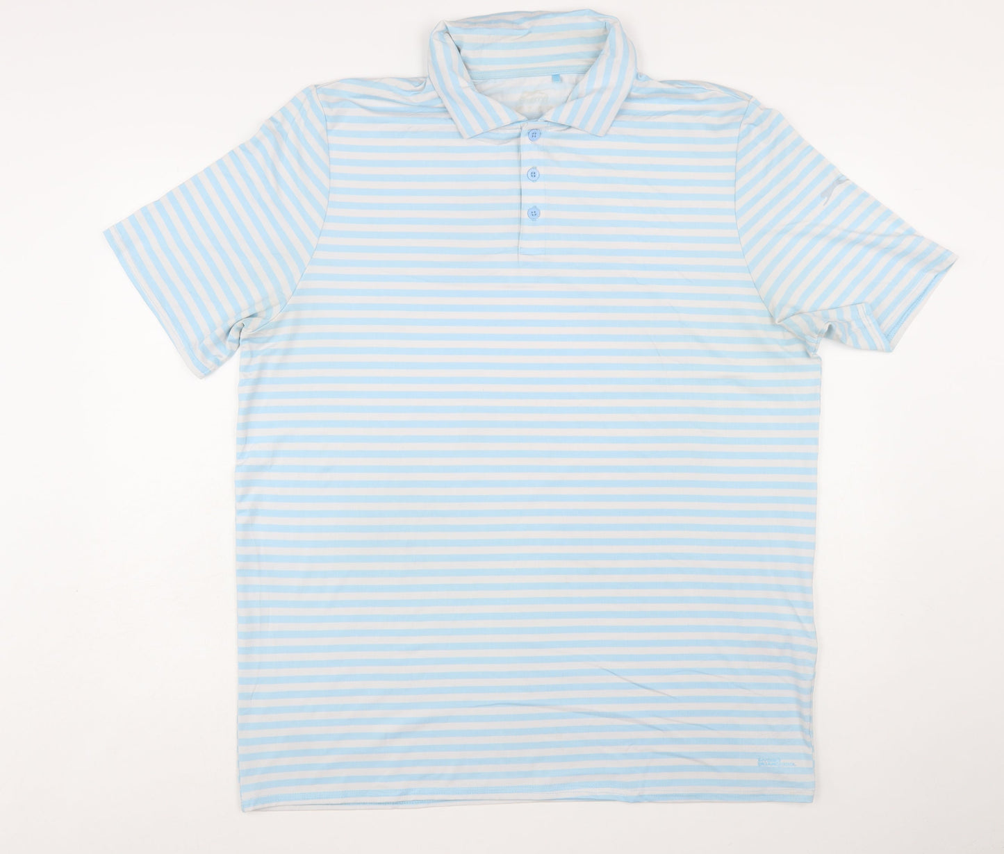 Slazenger Men's Blue Striped Polo Shirt XL Short Sleeve Performance Fit