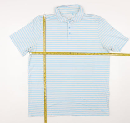 Slazenger Men's Blue Striped Polo Shirt XL Short Sleeve Performance Fit
