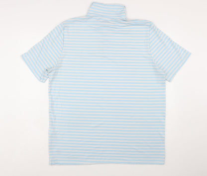 Slazenger Men's Blue Striped Polo Shirt XL Short Sleeve Performance Fit