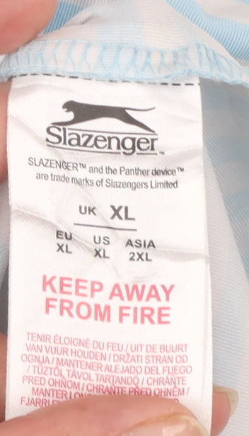 Slazenger Men's Blue Striped Polo Shirt XL Short Sleeve Performance Fit