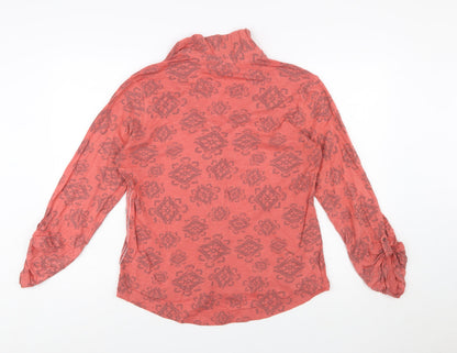 White Stuff Women Pink Geometric Cotton Long Sleeve Button-Up Tunic UK14