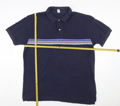 GAP Men's Navy XL Striped Cotton Polo Shirt Classic Fit