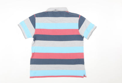 Cotton Traders Men's Multicoloured Striped Polo Shirt Size M