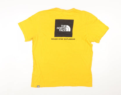 The North Face Men's Yellow Cotton Short Sleeve T-Shirt - Size L