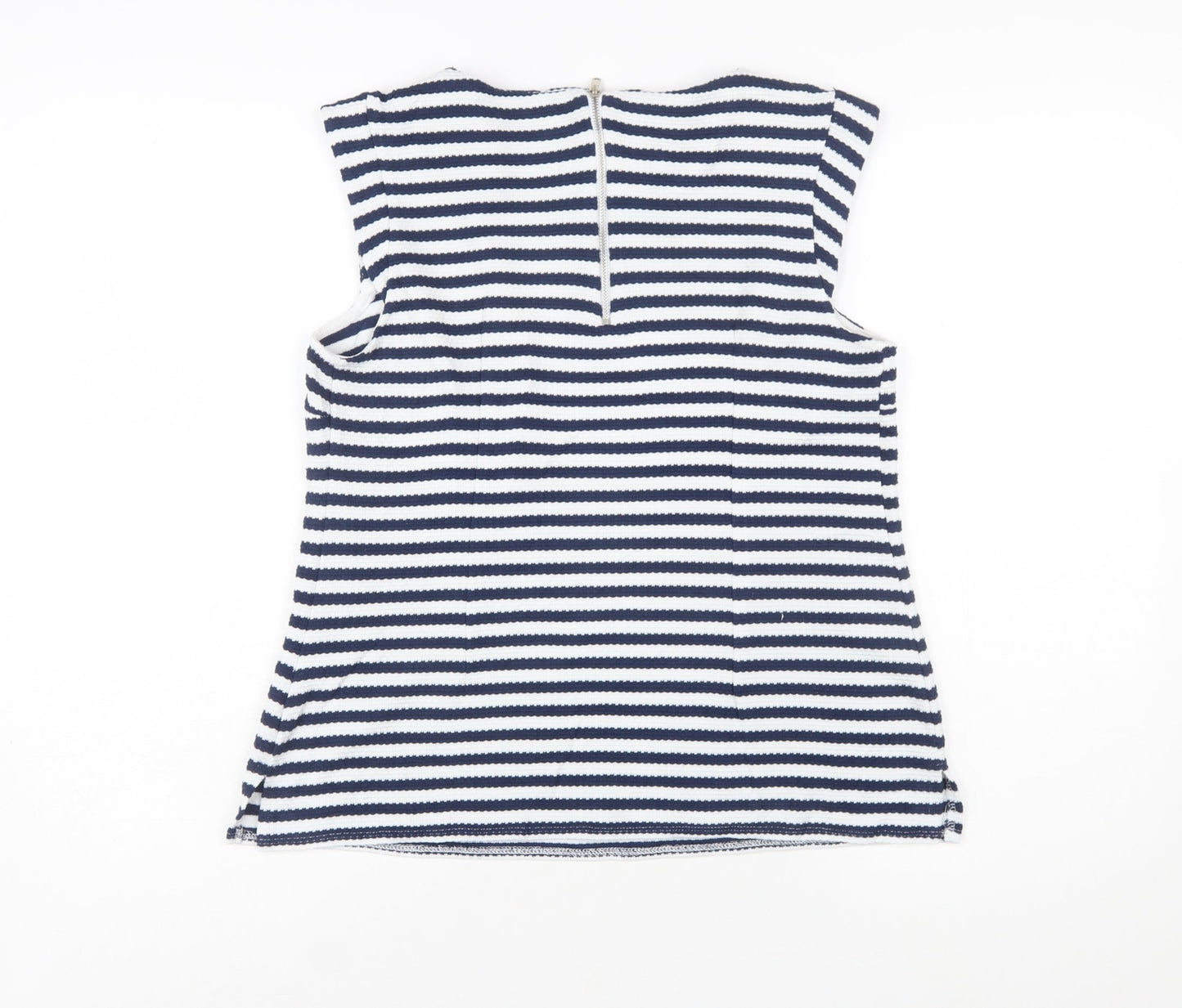 Dorothy Perkins Women Blue Striped Sleeveless Blouse Size 12