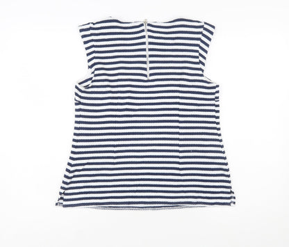 Dorothy Perkins Women Blue Striped Sleeveless Blouse Size 12