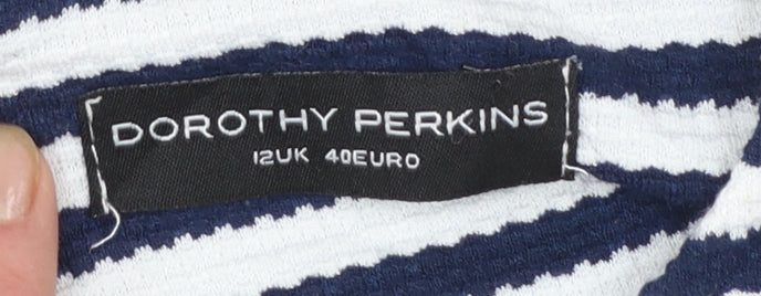 Dorothy Perkins Women Blue Striped Sleeveless Blouse Size 12