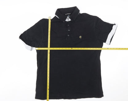 One True Saxon Men's Black XXL Short Sleeve Cotton Polo Shirt