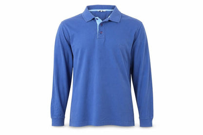 Cotton Traders Men's Blue Long Sleeve Polo Shirt Size S