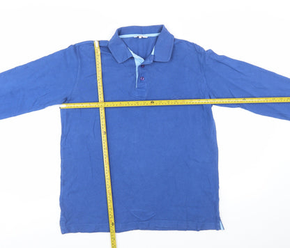 Cotton Traders Men's Blue Long Sleeve Polo Shirt Size S