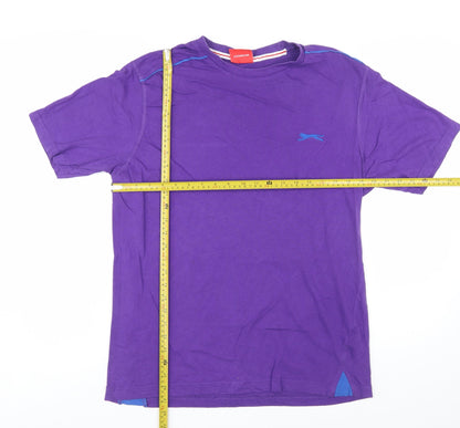 Slazenger Men's Purple Cotton Short Sleeve Crew Neck T-Shirt M
