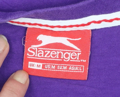 Slazenger Men's Purple Cotton Short Sleeve Crew Neck T-Shirt M