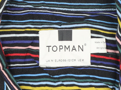Topman Men's Multicoloured Striped Short Sleeve Button-Up Shirt Size M