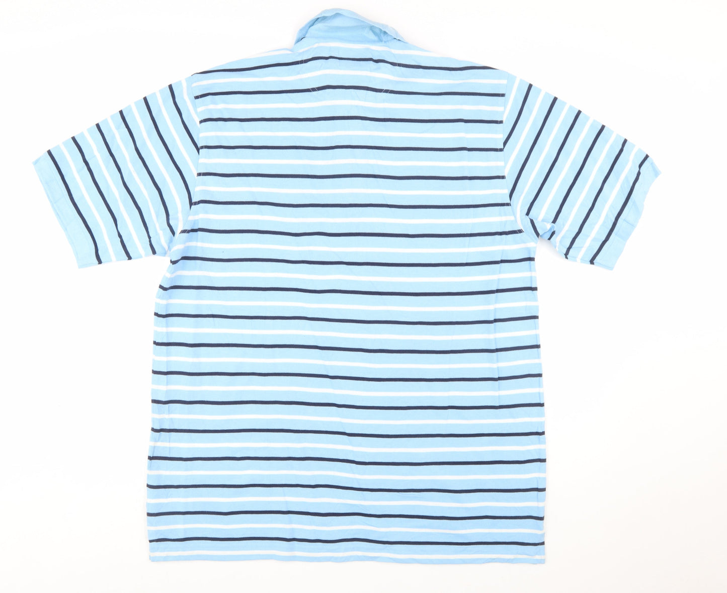Savile Row Company Men’s Blue Striped Cotton Polo Shirt XL