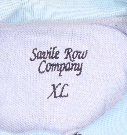 Savile Row Company Men’s Blue Striped Cotton Polo Shirt XL