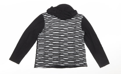 TIGI Womens Black Striped Cowl Neck Long Sleeve Jersey Top Size 18