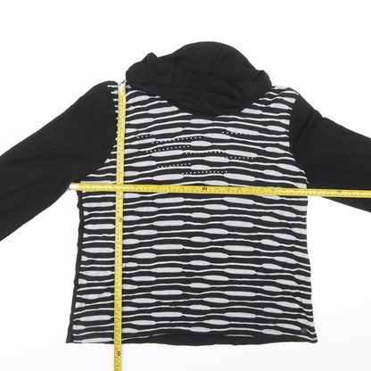 TIGI Womens Black Striped Cowl Neck Long Sleeve Jersey Top Size 18