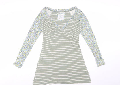 Fat Face Women’s Green Striped A-Line Jersey Dress Size 10