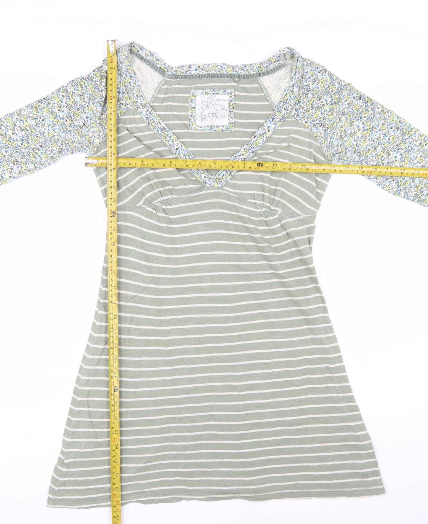 Fat Face Women’s Green Striped A-Line Jersey Dress Size 10